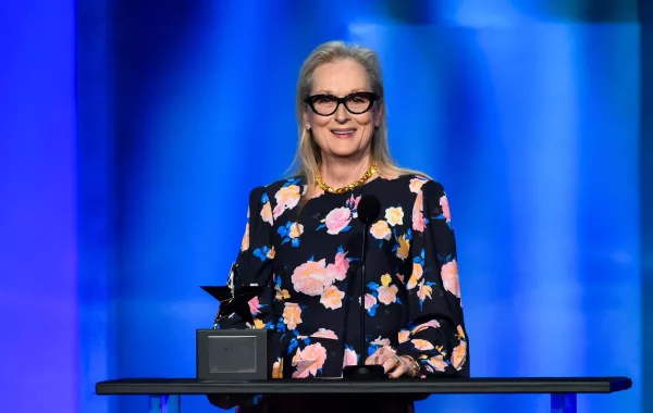ميريل ستريب خلال حفل توزيع جوائز AFI Lifetime Achievement Awards التاسع والأربعين في هوليوود، كاليفورنيا (Meryl Streep during the 49th AFI Lifetime Achievement Award Gala in Hollywood, California). مصدر الصورة: Alberto E. Rodriguez/Getty Images/AFP