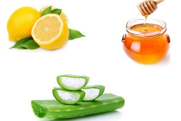 جل الألوفيرا والعسل الطبيعي وعصير الليمون الحامض