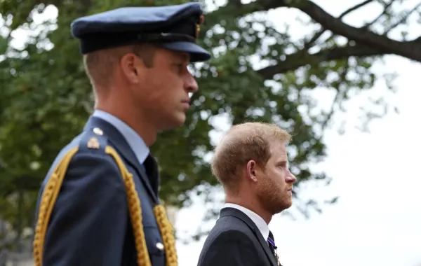 الأمير هاري والأمير ويليام Prince William and Prince Harry في جنازة الملكة إليزابيث (مصدر الصورة: Jon Super / POOL / AFP)