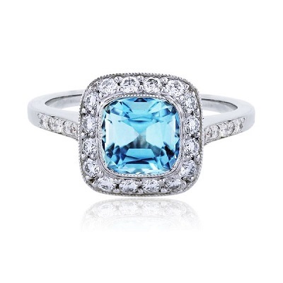 خاتم الماس مرصع بحجر الزبرجد الأزرق من تيفاتي ىند كو Tiffany&Co