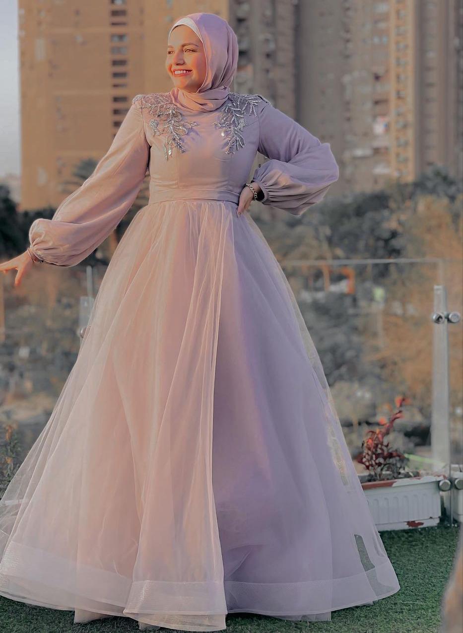 فستان زهري للمناسبات من اية فوزي