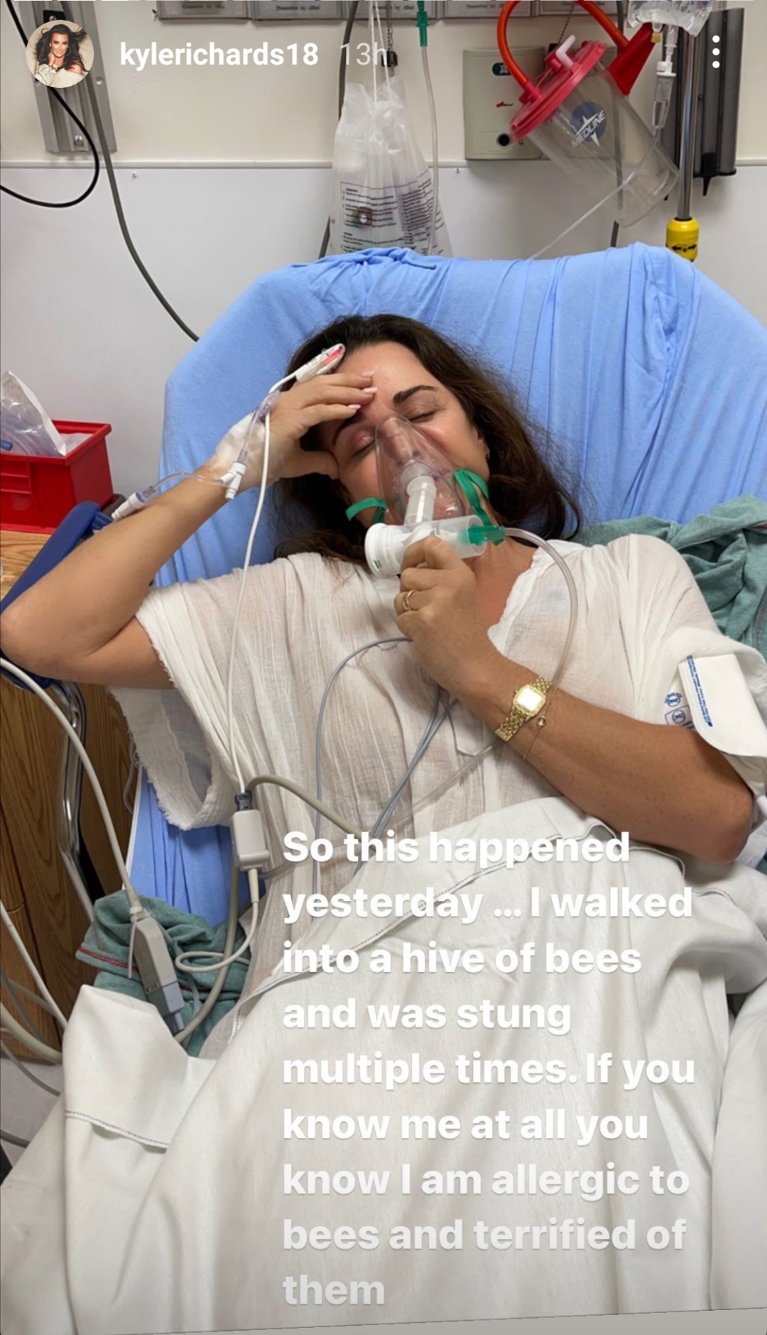 كايل ريتشاردز في المستشفي- الصورة من Instgram story الخاص بها 
