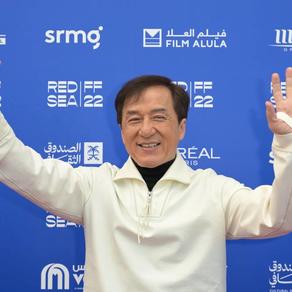 Actor Jackie Chan poses for a picture before an in-consversation session on the 8th day of the Red Sea International Film Festival (RSIFF), in Jeddah, Saudi Arabia, on December 8, 2022. AMMAR ABD RABBO / Red Sea Film Festival