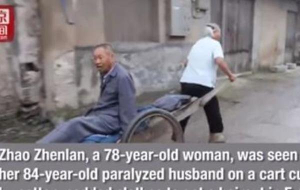 بالفيديو.. سيدة تحمل زوجها العاجز طوال 18 عاماً ..لهذا السبب