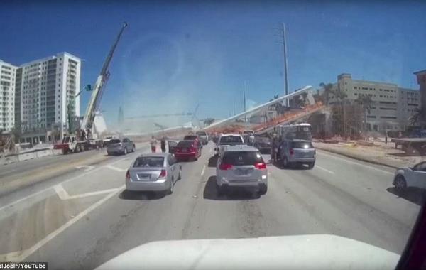 بالفيديو.. لحظة مرعبة لانهيار جسر في فلوريدا