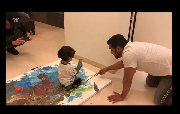 سلمان خان يعلّم ابن أخته الرسم..شاهدوا الفيديو