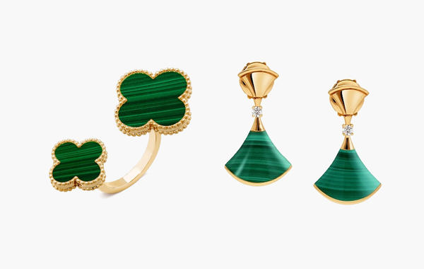 مجوهرات بأحجار اللون الأخضر لليوم الوطني السعودي  