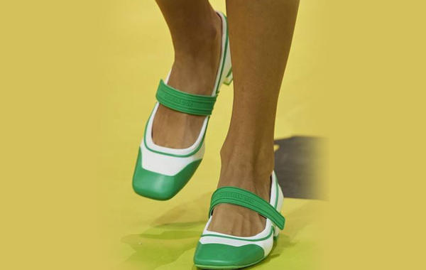 حذاء باليرينا من الجلد الأخضر من كريستيان ديور Christian Dior