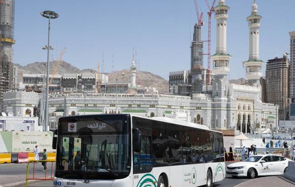 الانطلاق التجريبي لحافلات مكة المكرمة - الصورة من حساب حافلات مكة الرسمي