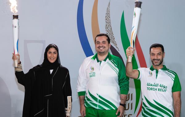 انطلاق مسيرة شعلة النسخة الأولى لدورة الألعاب السعودية 2022 - الصورة من حساب اللجنة الأولمبية البارالمبية السعودية