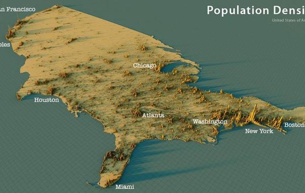 خرائط ثلاثية الأبعاد عن المناطق الأكثر كثافة بالسكان في العالم