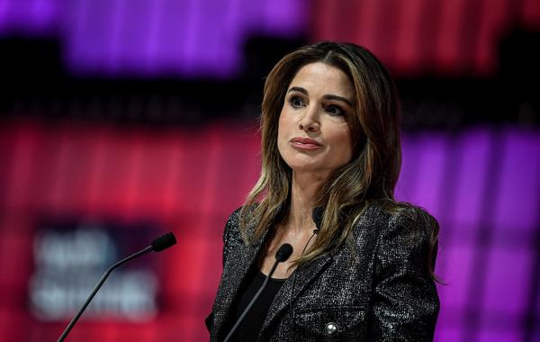 Queen of Jordan Rania Al Abdullah speaks at the centre stage of the Europe's largest tech conference, the Web Summit, in Lisbon on November 2, 2022. The Web Summit will run until November 4, 2022. PATRICIA DE MELO MOREIRA / AFP