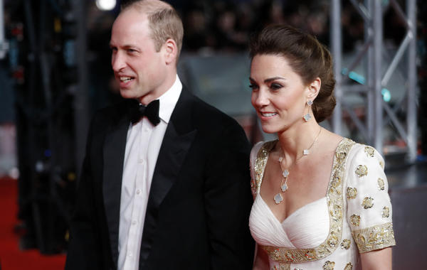 Britain's Prince William, Duke of Cambridge, (L) and Britain's Catherine, Duchess of Cambridge, (R) arrive at the BAFTA British Academy Film Awards at the Royal Albert Hall in London on February 2, 2020. Tolga AKMEN / AFP