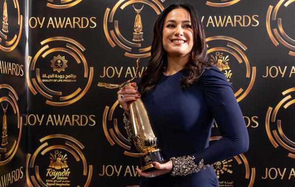هند صبري في حفل Joy Awards 2023-الصورة من المركز الإعلامي لموسم الرياض