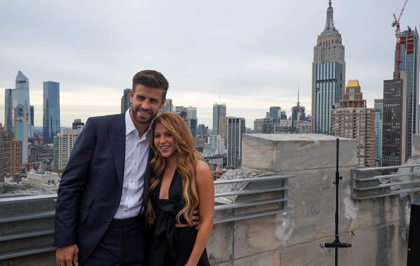 Colombian musician Shakira and partner Kosmoa Founder and President, Spanish football player Gerard Pique attend the Davis Cup Presentation on September 5, 2019 in New York. Bryan R. Smith / AFP