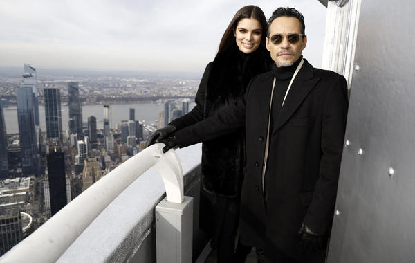 Nadia Ferreira and Marc Anthony visit the Empire State Building on December 05, 2022 in New York City. John Lamparski/Getty Images for Empire State Realty Trust/AFP