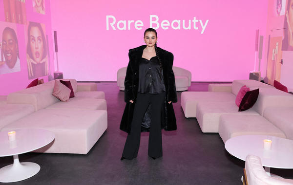Selena Gomez celebrates the launch of Rare Beauty's Soft Pinch Tinted Lip Oil Collection on March 29, 2023 in New York City. Cindy Ord/Getty Images/AFP