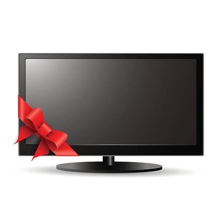 Изображение телевизора красное. Телевизор с бантом. Телевизор в подарок. Приз телевизор. Телевизор с ленточкой.